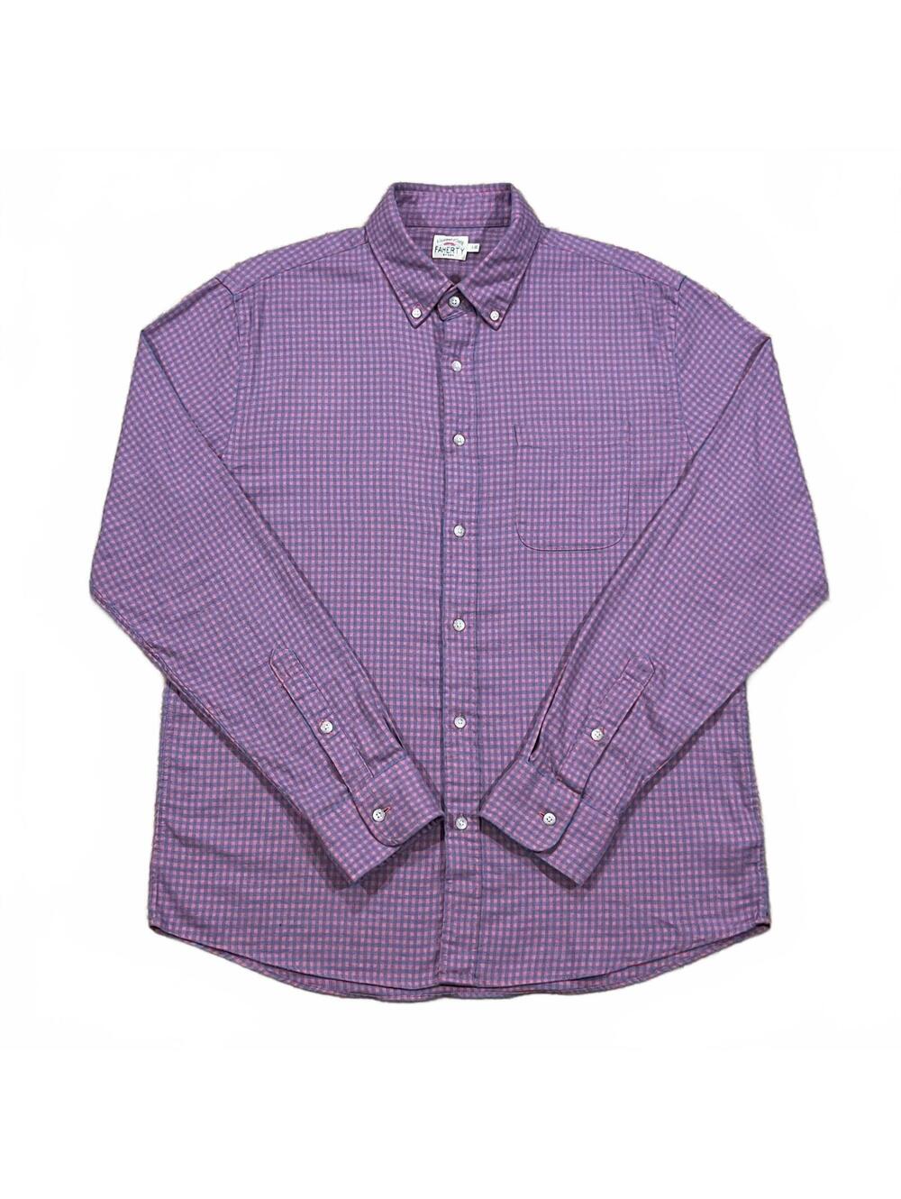Faherty Movement Long Sleeve Button Up Shirt Pink Blue Check Plaid Size Large